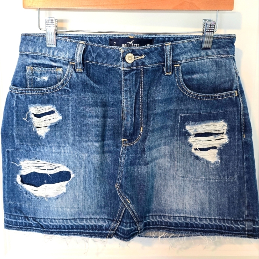 EUC Hollister Denim High Rise Mini Skirt